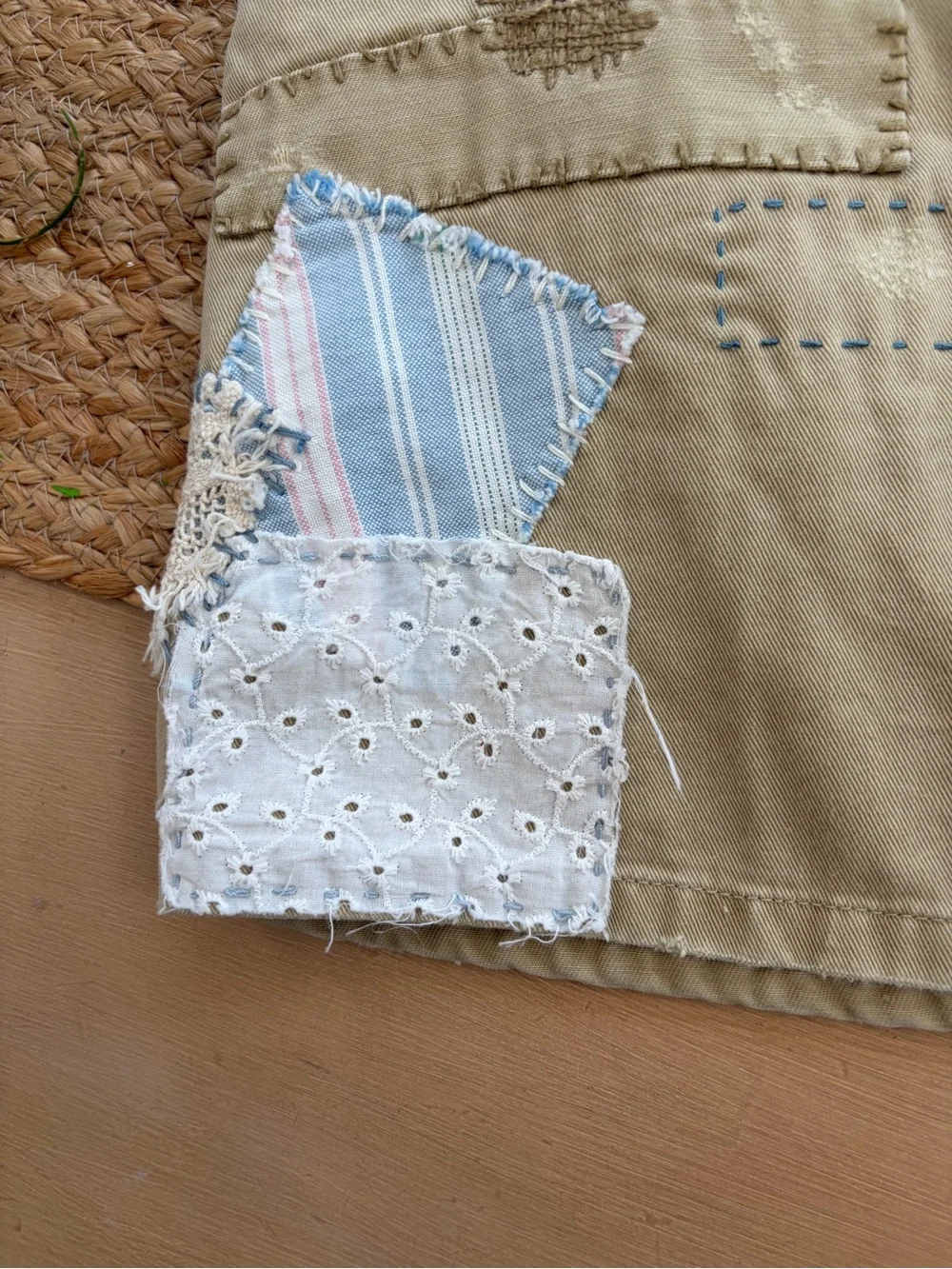 Girls size 16 Ralph Lauren vintage patchwork khaki miniskirt- rare find